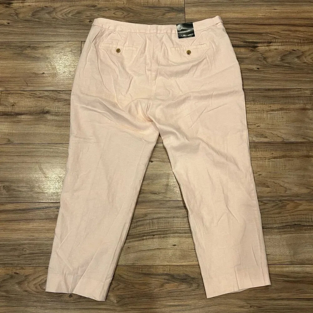 NWT Banana Republic Avery Pants 16 Pink Linen Mid Rise Breathable Lightweight
